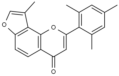 9-Methyl-2-(2,4,6-trimethylphenyl)-4H-furo[2,3-h]-1-benzopyran-4-one 结构式