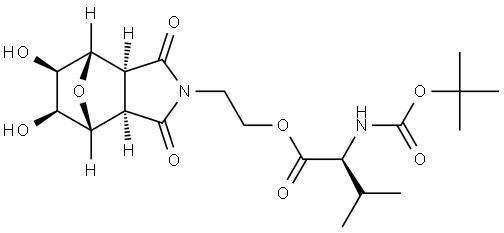 (S)-2-((3aR,4R,5S,6R,7S,7aS)-5,6-dihydroxy-1,3-dioxohexahydro-1H-4,7-epoxyisoindol-2(3H)-yl)ethyl 2-((tert-butoxycarbonyl)amino)-3-methylbutanoate 结构式