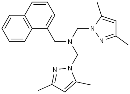 bis-(3,5-dimethylpyrazol-1-ylmethyl)naphthalen-1-ylmethylamine 化学構造式