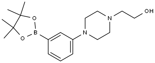 3-[4-(2-羟基乙基)-1-哌嗪基]苯硼酸频哪醇酯 结构式