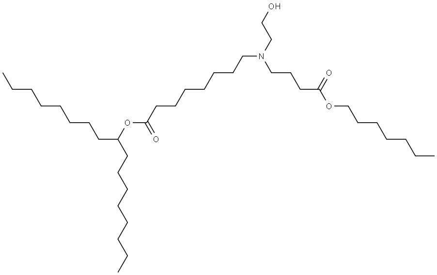 十七烷-9-基 8-((4-(庚氧基)-4-氧代丁基)(2-羟基乙基)氨基)辛酸酯 结构式