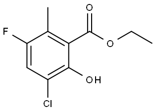 Ethyl 3-chloro-5-fluoro-2-hydroxy-6-methylbenzoate 结构式