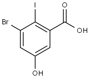 3-Bromo-5-hydroxy-2-iodobenzoic acid Struktur
