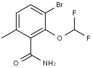 3-Bromo-2-(difluoromethoxy)-6-methylbenzamide 化学構造式