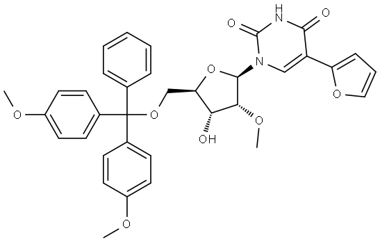 5-Furan-2-yl-2'-O-Methyl-5'-O-DMT-uridine,2095417-47-1,结构式