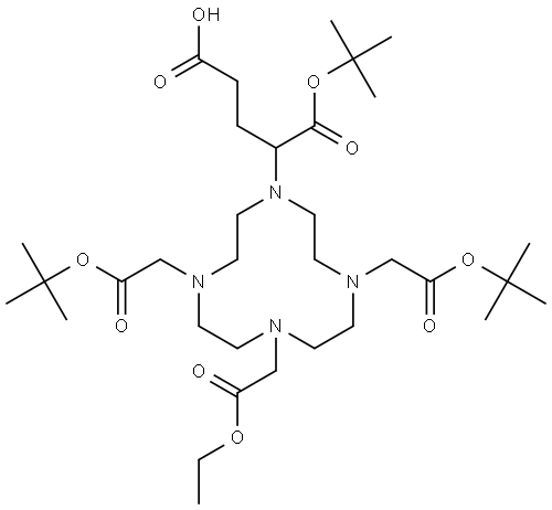 4-(4,10-bis(2-(tert-butoxy)-2-oxoethyl)-7-(2-ethoxy-2-oxoethyl) -1,4,7,10-tetraazacyclododecan-1-yl)-5-(tert-butoxy)-5-oxopentanoic acid Structure