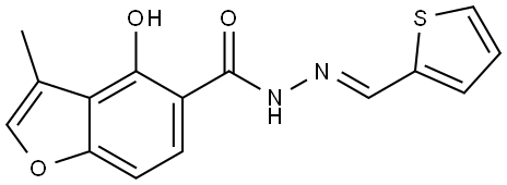 4-Hydroxy-3-methyl-5-benzofurancarboxylic acid (2E)-2-(2-thienylmethylene)hydraz... Structure