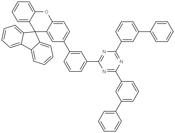 1,3,5-Triazine, 2,4-bis([1,1′-biphenyl]-3-yl)-6-[3-(spiro[9H-fluorene-9,9′-[9H]xanthen]-2′-yl)phenyl]- Structure
