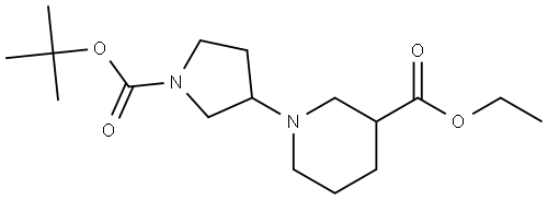 ethyl 1-(1-(tert-butoxycarbonyl)pyrrolidin-3-yl)piperidine-3-carboxylate Structure