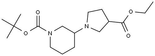 tert-butyl 3-(3-(ethoxycarbonyl)pyrrolidin-1-yl)piperidine-1-carboxylate Structure