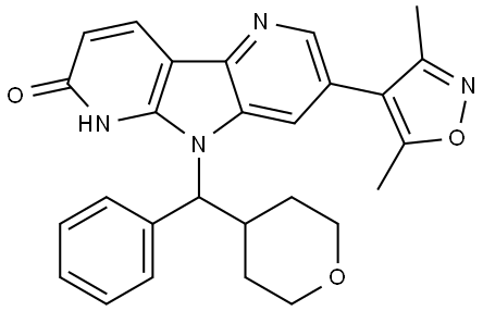 3-(3,5-dimethylisoxazol-4-yl)-5-[phenyl(tetrahydro-2H-pyran-4-yl)methyl]-5H-pyrrolo[2,3-b:4,5-b’]dipyridine-7-ol Structure