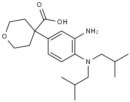 4-(3-amino-4-(diisobutylamino)phenyl)tetrahydro-2H-pyran-4-carboxylic acid Structure