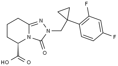 (S)-2-((1-(2,4-difluorophenyl)cyclopropyl)methyl)-3-oxo-2,3,5,6,7,8-hexahydro-[1,2,4]triazolo[4,3-a]pyridine-5-carboxylic acid Structure