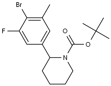 tert-butyl 2-(4-bromo-3-fluoro-5-methylphenyl)piperidine-1-carboxylate Struktur