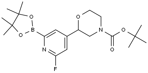 tert-Butyl 2-(2-fluoro-6-(4,4,5,5-tetramethyl-1,3,2-dioxaborolan-2-yl)pyridin-4-yl)morpholine-4-carboxylate Struktur