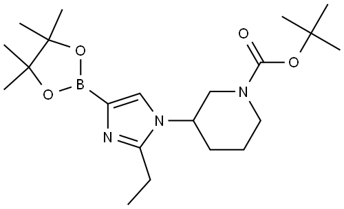 1-(N-Boc-Piperidin-3-yl)-2-ethyl-1H-imidazole-4-boronic acid pinacol ester 结构式