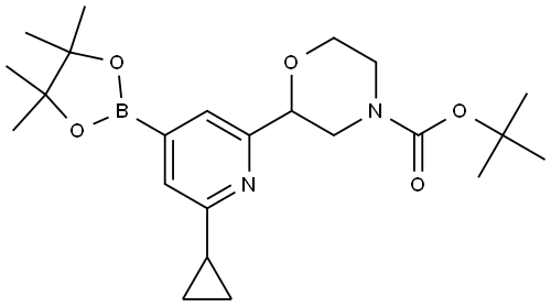 tert-butyl 2-(6-cyclopropyl-4-(4,4,5,5-tetramethyl-1,3,2-dioxaborolan-2-yl)pyridin-2-yl)morpholine-4-carboxylate 化学構造式