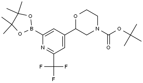tert-Butyl 2-(2-(4,4,5,5-tetramethyl-1,3,2-dioxaborolan-2-yl)-6-(trifluoromethyl)pyridin-4-yl)morpholine-4-carboxylate Struktur