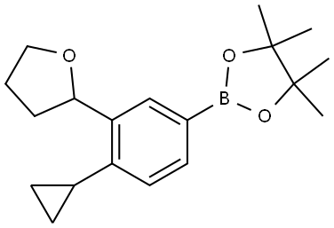 2-(4-cyclopropyl-3-(tetrahydrofuran-2-yl)phenyl)-4,4,5,5-tetramethyl-1,3,2-dioxaborolane Structure