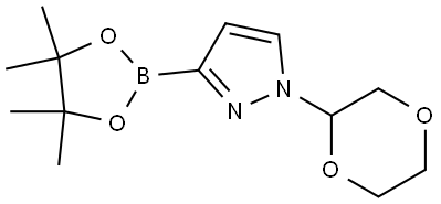 1-(1,4-dioxan-2-yl)-3-(4,4,5,5-tetramethyl-1,3,2-dioxaborolan-2-yl)-1H-pyrazole 结构式