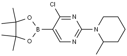 4-Chloro-2-(2-methylpiperidin-1-yl)pyrimidine-5-boronic acid pinacol ester Structure