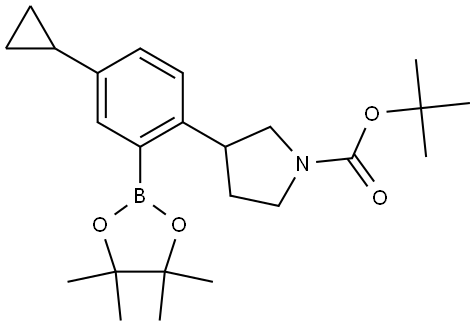 tert-butyl 3-(4-cyclopropyl-2-(4,4,5,5-tetramethyl-1,3,2-dioxaborolan-2-yl)phenyl)pyrrolidine-1-carboxylate Structure