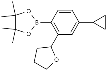 2-(4-cyclopropyl-2-(tetrahydrofuran-2-yl)phenyl)-4,4,5,5-tetramethyl-1,3,2-dioxaborolane 结构式