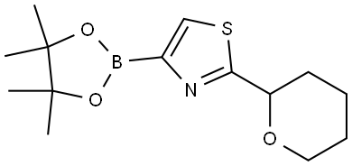 2-(tetrahydro-2H-pyran-2-yl)-4-(4,4,5,5-tetramethyl-1,3,2-dioxaborolan-2-yl)thiazole 化学構造式