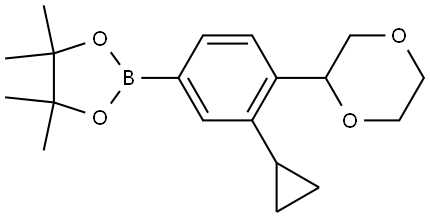 2-(3-cyclopropyl-4-(1,4-dioxan-2-yl)phenyl)-4,4,5,5-tetramethyl-1,3,2-dioxaborolane Structure