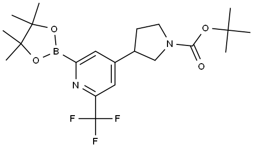 tert-Butyl 3-(2-(4,4,5,5-tetramethyl-1,3,2-dioxaborolan-2-yl)-6-(trifluoromethyl)pyridin-4-yl)pyrrolodine-1-carboxylate Structure