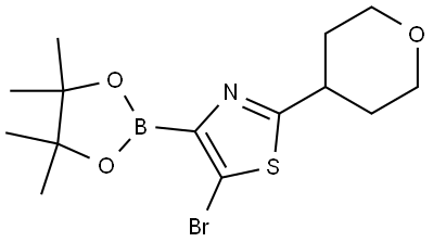 5-Bromo-2-(4-tetrahydropyranyl)thiazole-4-boronic acid pinacol ester Struktur