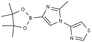 4-(2-methyl-4-(4,4,5,5-tetramethyl-1,3,2-dioxaborolan-2-yl)-1H-imidazol-1-yl)thiazole 结构式