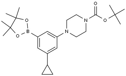 tert-butyl 4-(3-cyclopropyl-5-(4,4,5,5-tetramethyl-1,3,2-dioxaborolan-2-yl)phenyl)piperazine-1-carboxylate Struktur