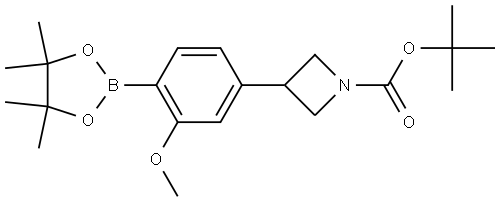 tert-butyl 3-(3-methoxy-4-(4,4,5,5-tetramethyl-1,3,2-dioxaborolan-2-yl)phenyl)azetidine-1-carboxylate 结构式