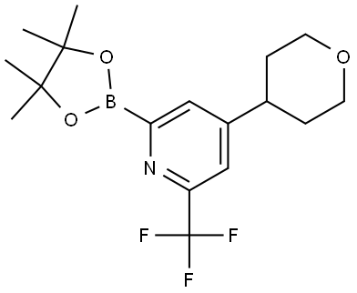 4-(Tetrahydro-2H-pyran-4-yl)-2-(4,4,5,5-tetramethyl-1,3,2-dioxaborolan-2-yl)-6-(trifluoromethyl)pyridine 化学構造式