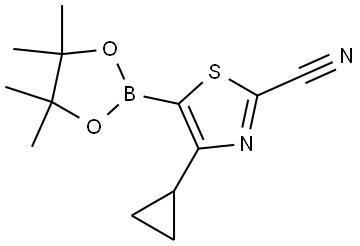 4-Cyclopropyl-2-cyanothiazole-5-boronic acid pinacol ester 化学構造式