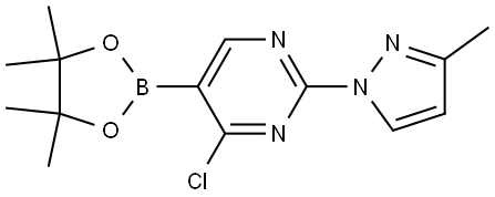 4-Chloro-2-(3-methyl-1H-pyrazol-1-yl)pyrimidine-5-boronic acid pinacol ester 结构式