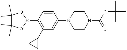 tert-butyl 4-(3-cyclopropyl-4-(4,4,5,5-tetramethyl-1,3,2-dioxaborolan-2-yl)phenyl)piperazine-1-carboxylate Struktur