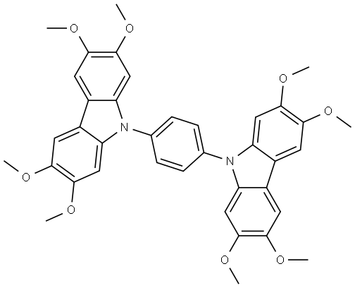 1,4-bis(2,3,6,7-tetramethoxy-9H-carbazol-9-yl)benzene Struktur