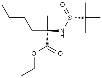 (2R)-ethyl 2-(1,1-dimethylethylsulfinamido)-2-methylhexanoate 化学構造式