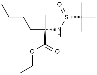 (2S)-乙基 2-(1,1-二甲基乙基SULFIN乙酰胺基)-2-甲基己酸酯,2243634-96-8,结构式