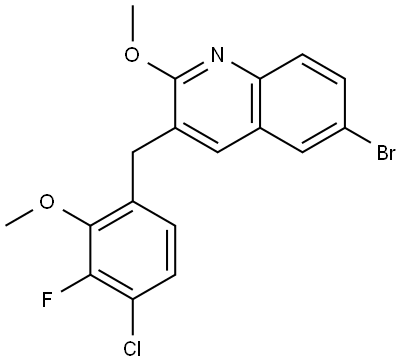 Quinoline, 6-bromo-3-[(4-chloro-3-fluoro-2-methoxyphenyl)methyl]-2-methoxy- 化学構造式