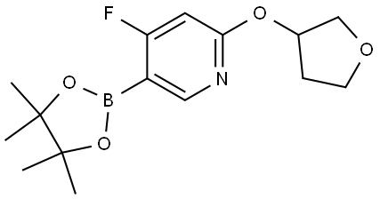 4-fluoro-2-((tetrahydrofuran-3-yl)oxy)-5-(4,4,5,5-tetramethyl-1,3,2-dioxaborolan-2-yl)pyridine Struktur