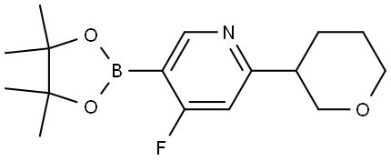 4-fluoro-2-(tetrahydro-2H-pyran-3-yl)-5-(4,4,5,5-tetramethyl-1,3,2-dioxaborolan-2-yl)pyridine Struktur