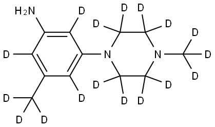 3-(methyl-d3)-5-(4-(methyl-d3)piperazin-1-yl-2,2,3,3,5,5,6,6-d8)benzen-2,4,6-d3-amine,2256741-39-4,结构式