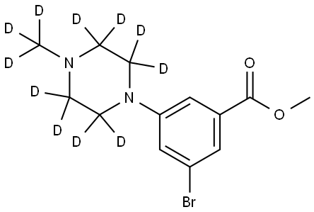 methyl 3-bromo-5-(4-(methyl-d3)piperazin-1-yl-2,2,3,3,5,5,6,6-d8)benzoate 化学構造式