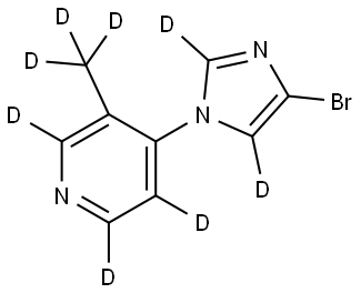 4-(4-bromo-1H-imidazol-1-yl-2,5-d2)-3-(methyl-d3)pyridine-2,5,6-d3,2256743-33-4,结构式