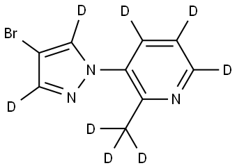 3-(4-bromo-1H-pyrazol-1-yl-3,5-d2)-2-(methyl-d3)pyridine-4,5,6-d3 Structure