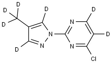 4-chloro-2-(4-(methyl-d3)-1H-pyrazol-1-yl-3,5-d2)pyrimidine-5,6-d2,2256743-52-7,结构式