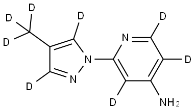 2-(4-(methyl-d3)-1H-pyrazol-1-yl-3,5-d2)pyridin-3,5,6-d3-4-amine Structure